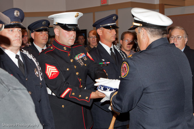 US Marine presents Buffalo Grove Fire Department with flag flown in Afghanistan